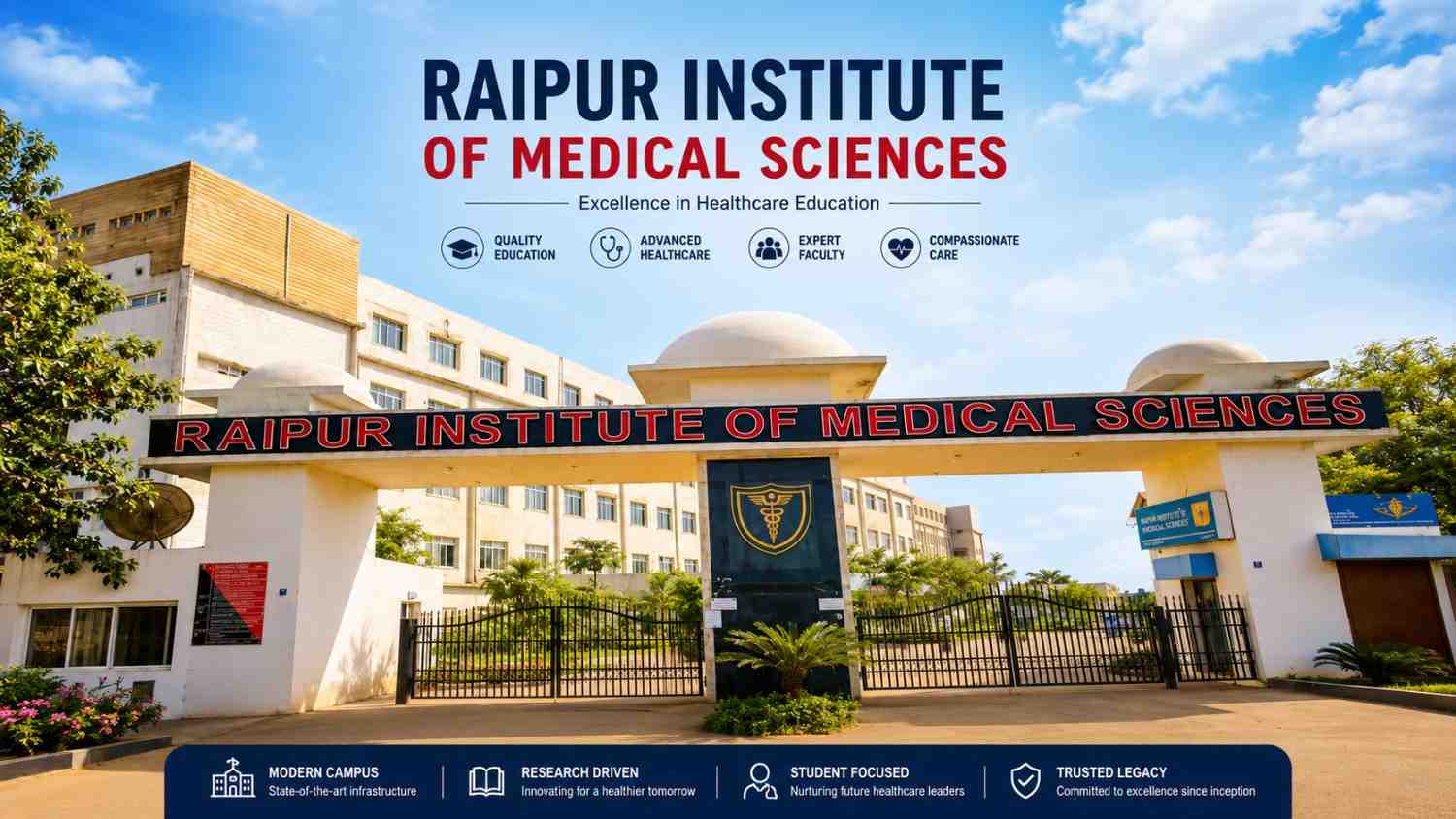 Raipur Institute of Medical Sciences RIMS Campus Building and Hospital Entrance